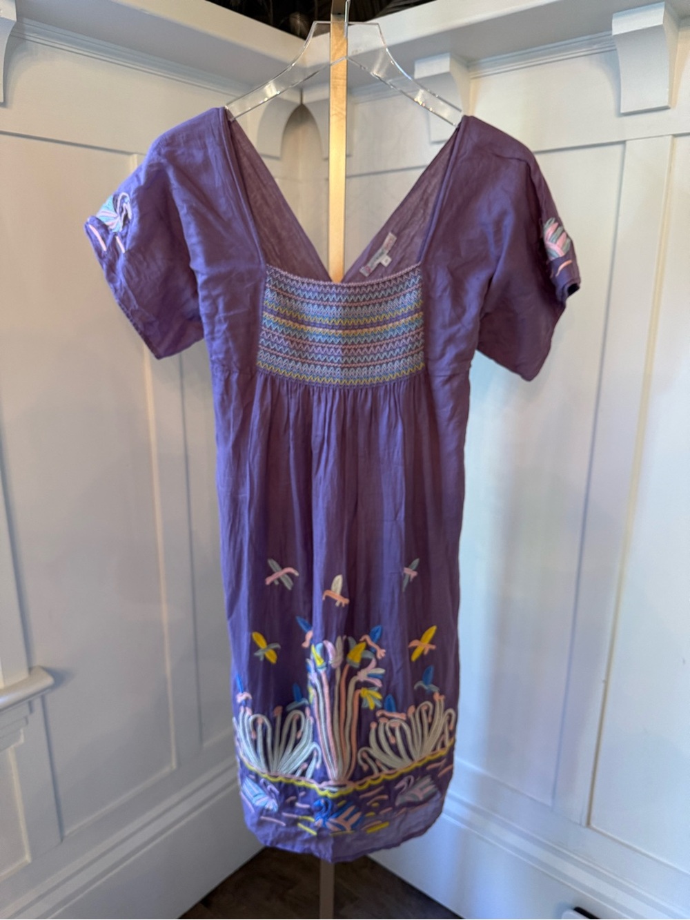 Paul & Joe Sister: lavender cotton voile sundress w/ pintuck & embroidery